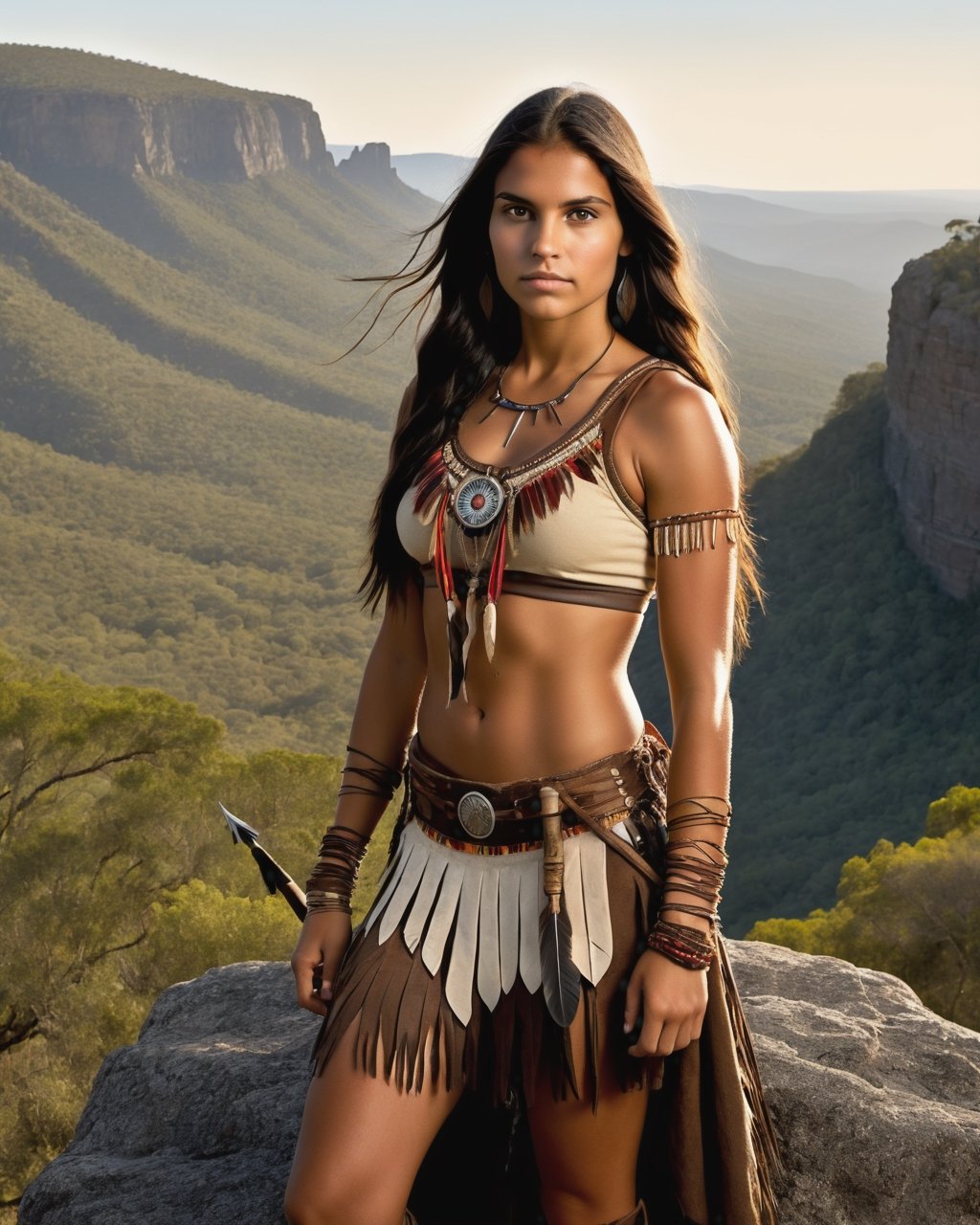 highly detailed editorial photo,  stunningly gorgeous teen native American Apache girl 16years old with black hair and gol...
