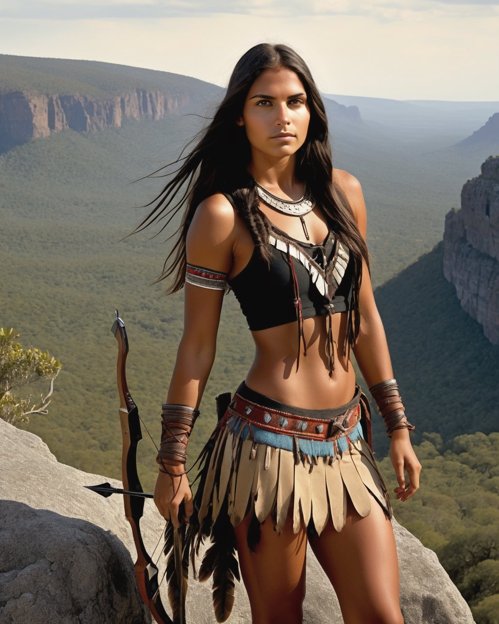 highly detailed editorial photo,  stunningly gorgeous teen native American Apache girl 16years old with black hair and gol...