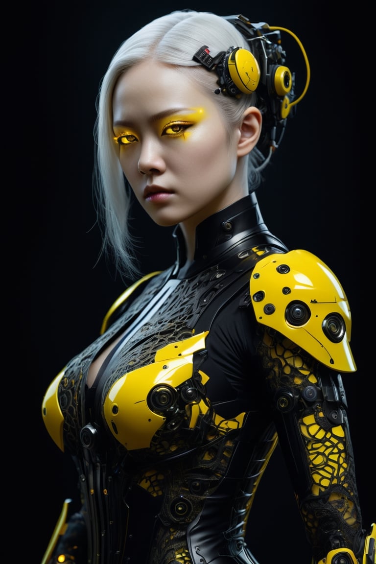 Cyberpunk 2077,  glowing yellow eyes,  Female Human Cyborg by KikioJahat on Tensor.Art
