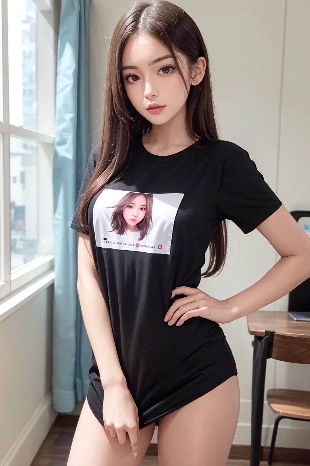 ultra detailed,  very cute girl,  wearing a t shirt by sheesh on Tensor.Art