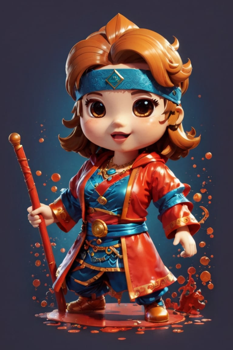 1girl,3d figure,chibi,tshirt design,cute comic,mascot logo,logo design,casting spell,BloodOnScreen,Lace Blindfold