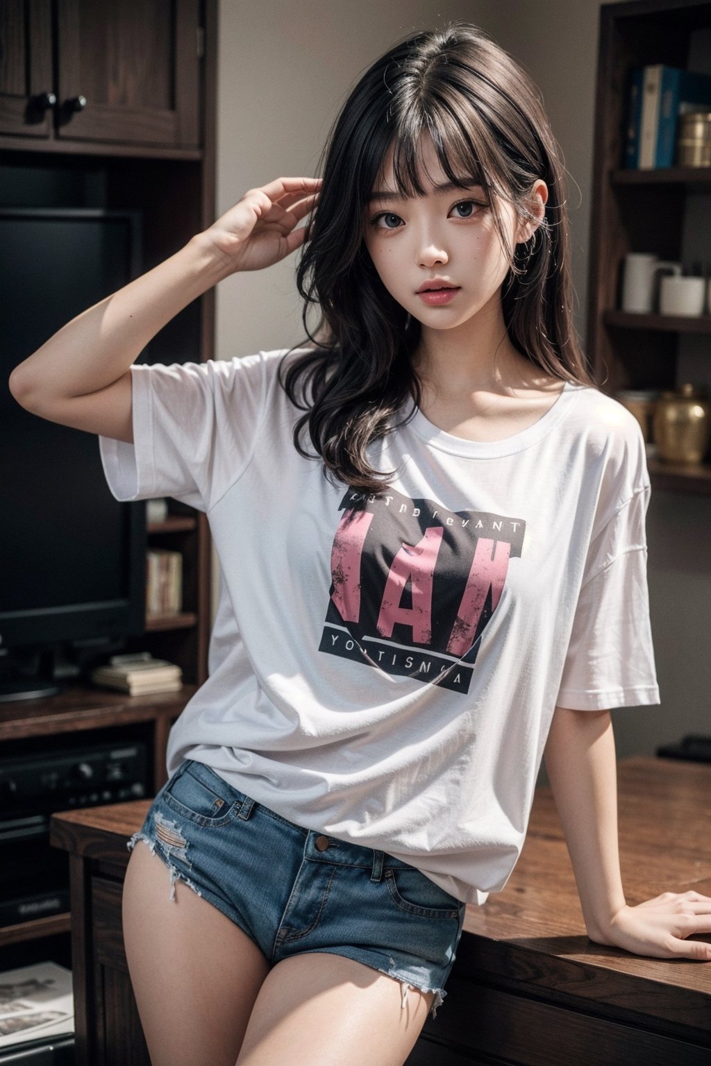 ultra detailed,  very cute girl,  wearing a t shirt by sheesh on Tensor.Art
