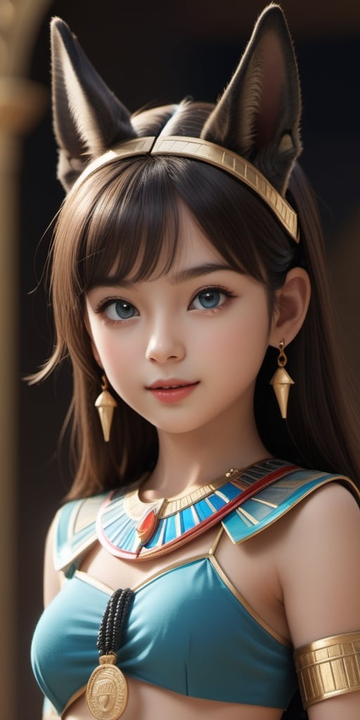 ((7year old girl:1.5)), ((flat chest, Toddler:1.4 
))1girl,  petite girl, children's body, beautiful shining body,petite,beautiful girl with fine details,detailed face,
bangs,((darkbrown hair:1.3)),((very short hair:1.4)),
high eyes,(aquamarine eyes),tall eyes,Beautiful and delicate eyes,  Beautiful eyes,((tareme,animated eyes, big eyes,droopy eyes:1.2)),(thick eyebrows),
((Anubis inspired costume: 1.4))
((Egypt, Pyramids))
((black skin:1.4)),natural light,((random expression)),random Angle,
((realism: 1.2 )), dynamic far view shot,cinematic lighting, perfect composition, by sumic.mic, ultra detailed, official art, masterpiece, (best quality:1.3), reflections, extremely detailed cg unity 8k wallpaper, detailed background, masterpiece, best quality , (masterpiece), (best quality:1.4), (ultra highres:1.2), (hyperrealistic:1.4), (photorealistic:1.2), best quality, high quality, highres, detail enhancement,more detail XL,xxmixgirl,xxmix_girl