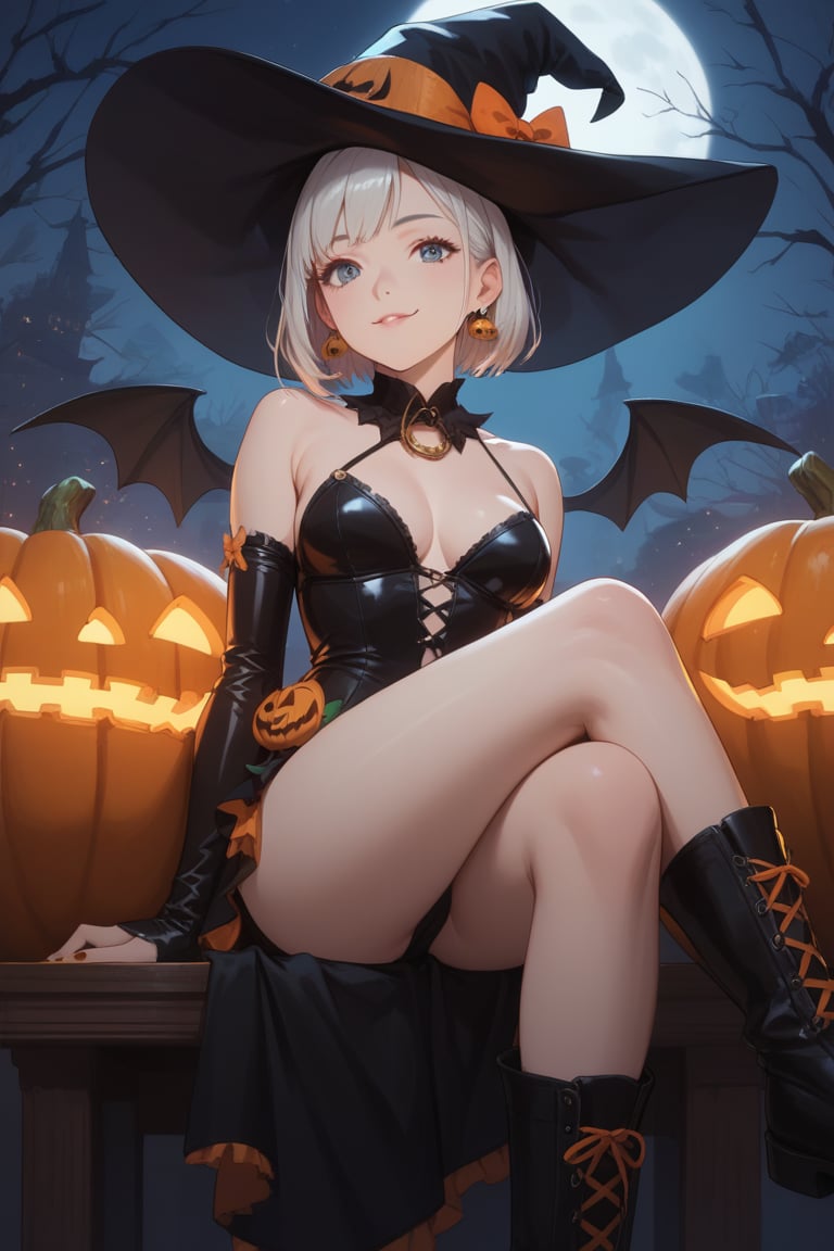 score_9, score_8_up, score_7_up, 1girl, crossed_legs, halloween