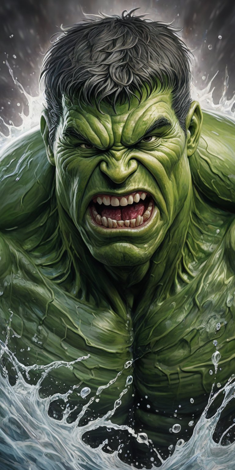 realistic sketch, Immortal Hulk, (((splashes of gamma chemistrycolors))), gamma chemistry colors,