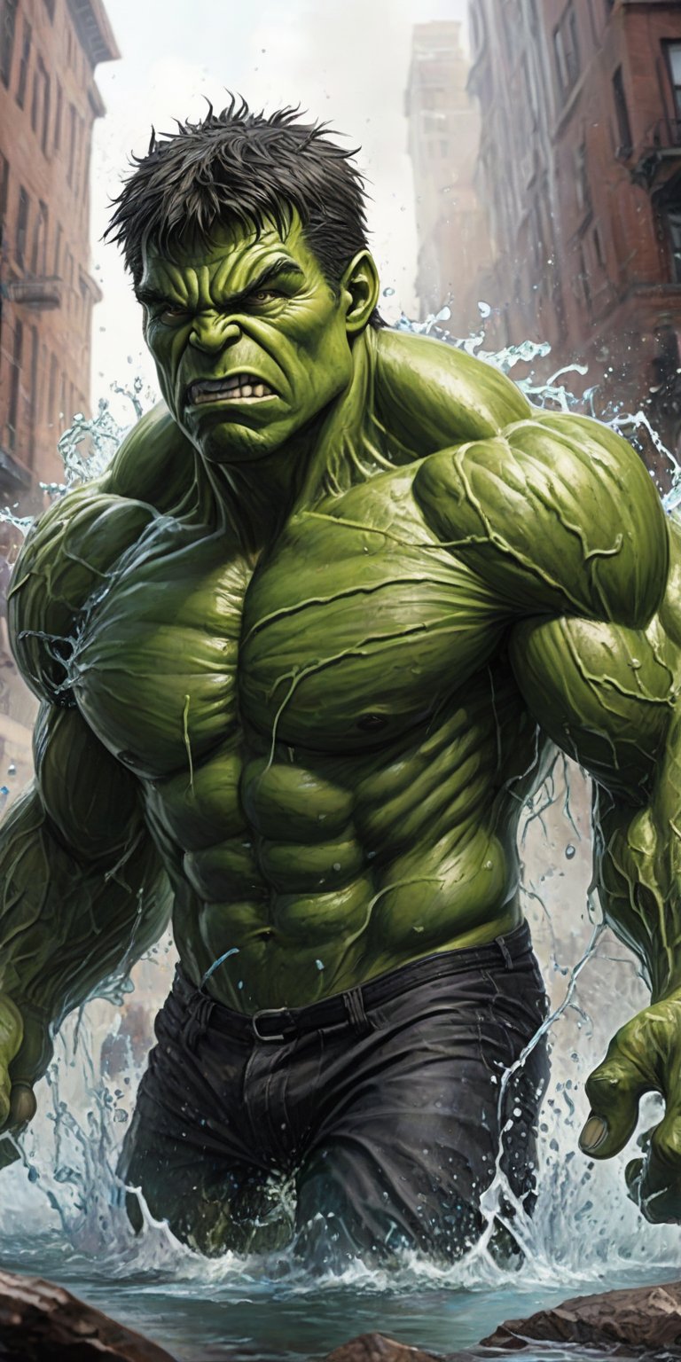 realistic sketch, Immortal Hulk, (((splashes of gamma chemistrycolors))), gamma chemistry colors,