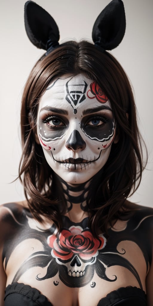 1man,sadness,day of the dead, mexican, skull_face paint,  focus face, perfect skin,