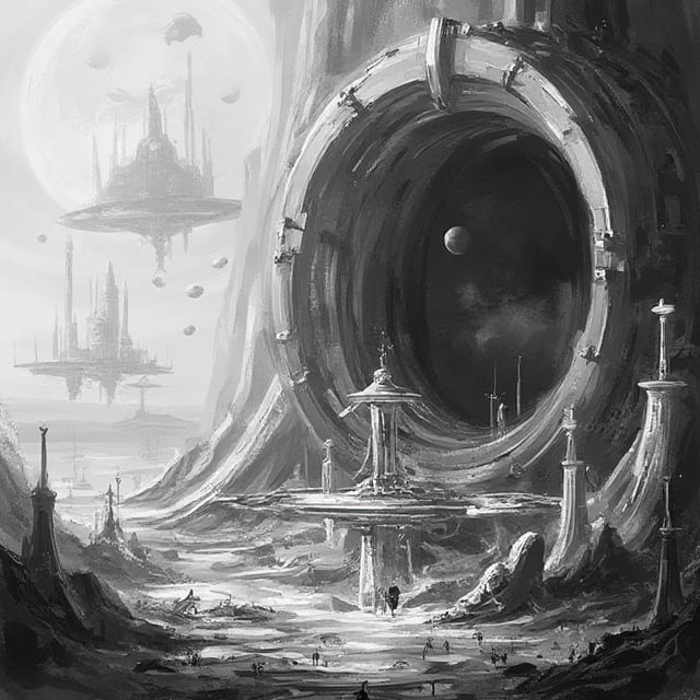 aesthetic,  A fascinating and mysterious digital illustration depicts a strange and surreal sight: abstract art of Geometr...