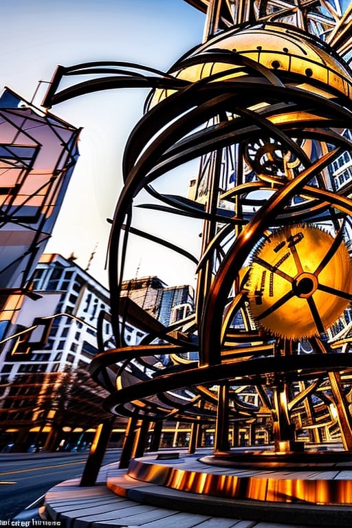 A massive mechanical sun that hangs in the city's center, its gears and cogs constantly whirring. It serves as both a timekeeping device and a mesmerizing spectacle during its daily "sunset."