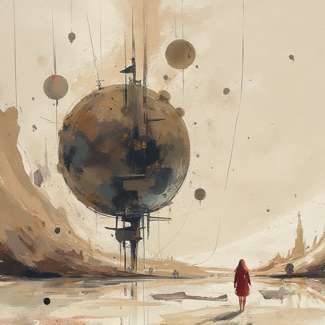 aesthetic,  A fascinating and mysterious digital illustration depicts a strange and surreal sight: abstract art of Geometr...