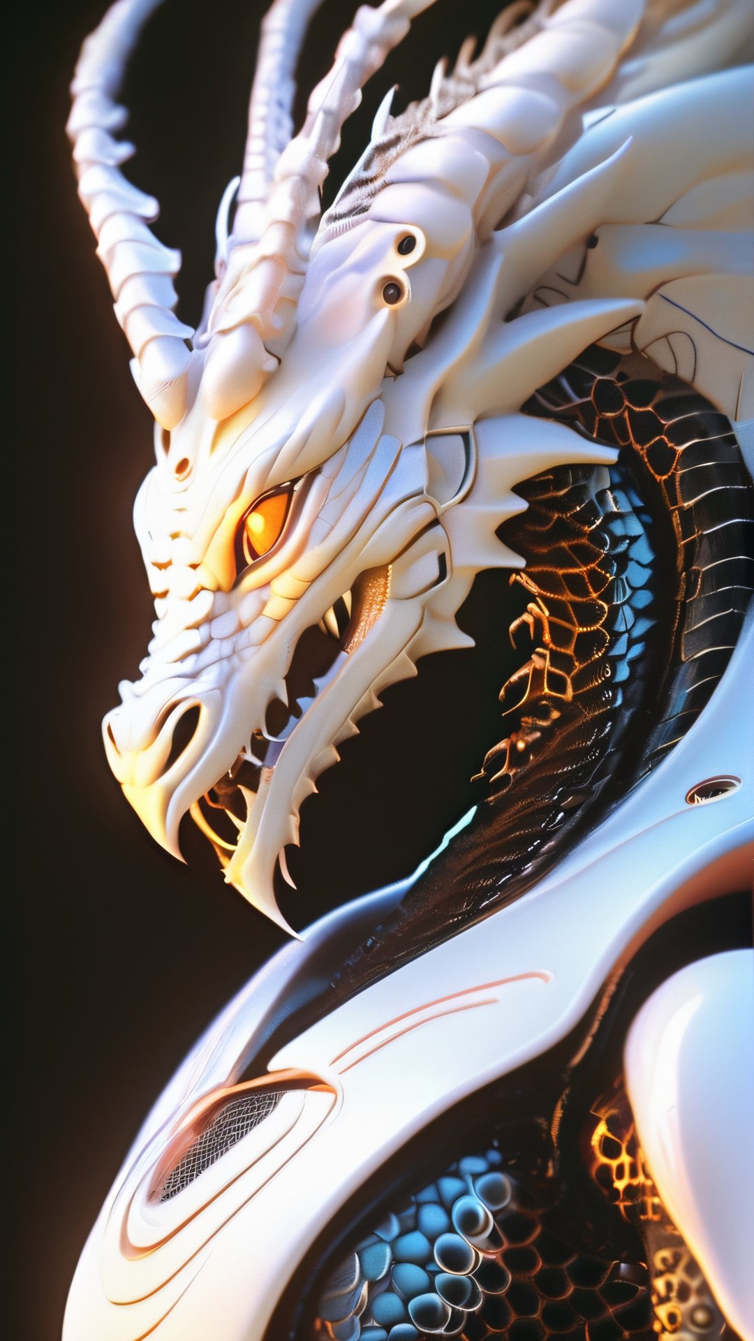 soft porcelain skin,  beautiful alien dragon,  biomechanical cyborg by artmozai on Tensor.Art