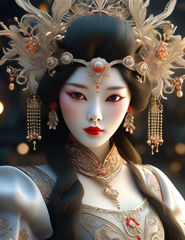 a cute korean large-eyed girl,  slender and small face,  very glossy and gleam skin by artmozai on Tensor.Art