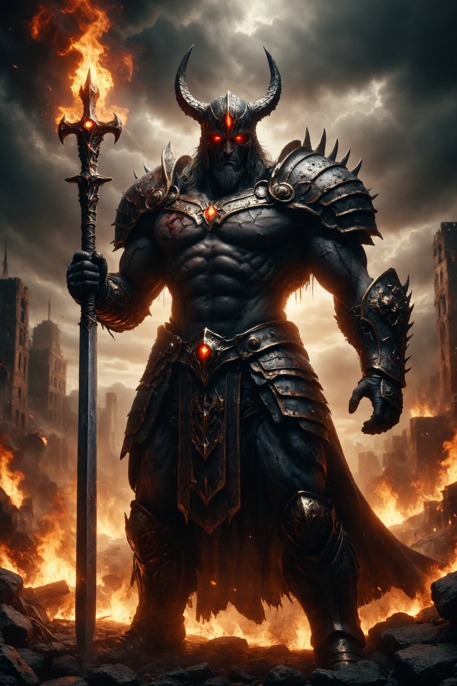 King of war full body,  Ares is a formidable figure,  with a muscular build and armor that reflects the brutality of confl...