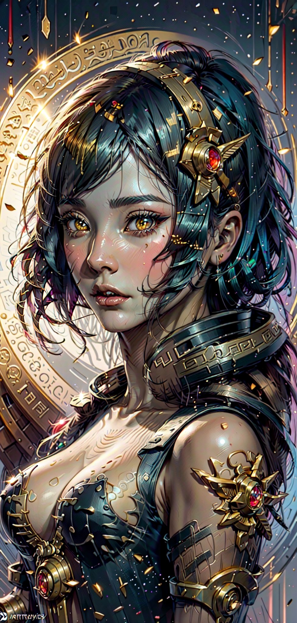 pulp art, gorgeous maid, african girl, iranian, wooden jewerly, elegant, vibrant, smooth, by ilya kuvshinov, craig mullins, edgar maxence, alphonse mucha, artgerm, sakimichan close up portrait of sinister anubis, egyptian symbolism, fair olive skin, yellow pupils, sneering moroccan man by artgerm, cushart krenz, greg rutkowski, mucha. art nouveau. gloomhaven, swirly vibrant ripples, moody colors, sharp edges. ultra clear detailed. 8 k. elegant, intricate, octane render