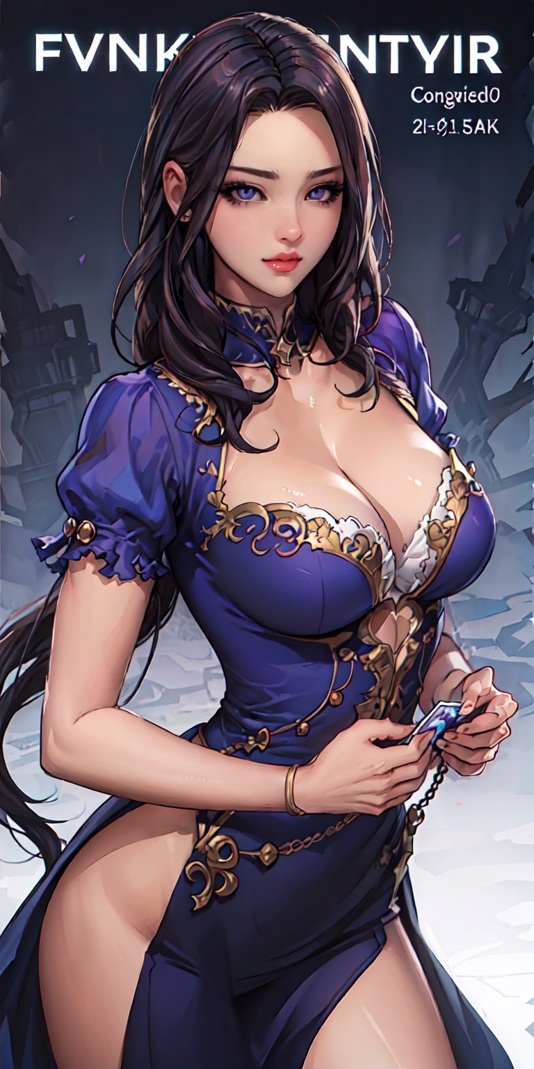 masterpiece:1.5, best quality:1.5, aesthetic, 1girl, purple eyes, purple hair, purple dress, ulzzang-6500, pixiv, final_fantasy, greg rutkowski, artgerm, ((beautiful face:1,32)), balanced composition, perfect, ((manhwa comics)), exquisite,