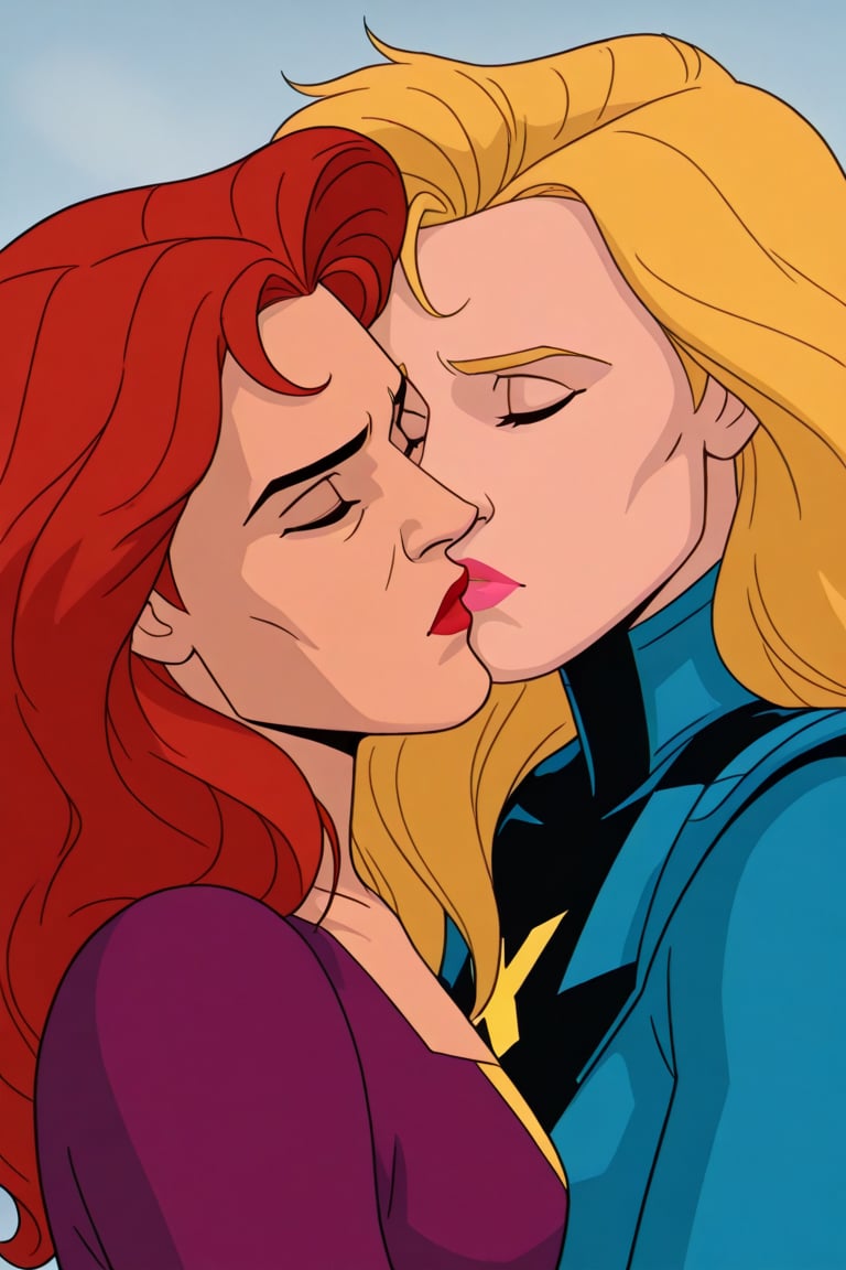 Jean Grey and Valerie Cooper lesbian kissing each other in X-Men '97 TV series,  red hair,  blonde hair by Anonnim on Tens...