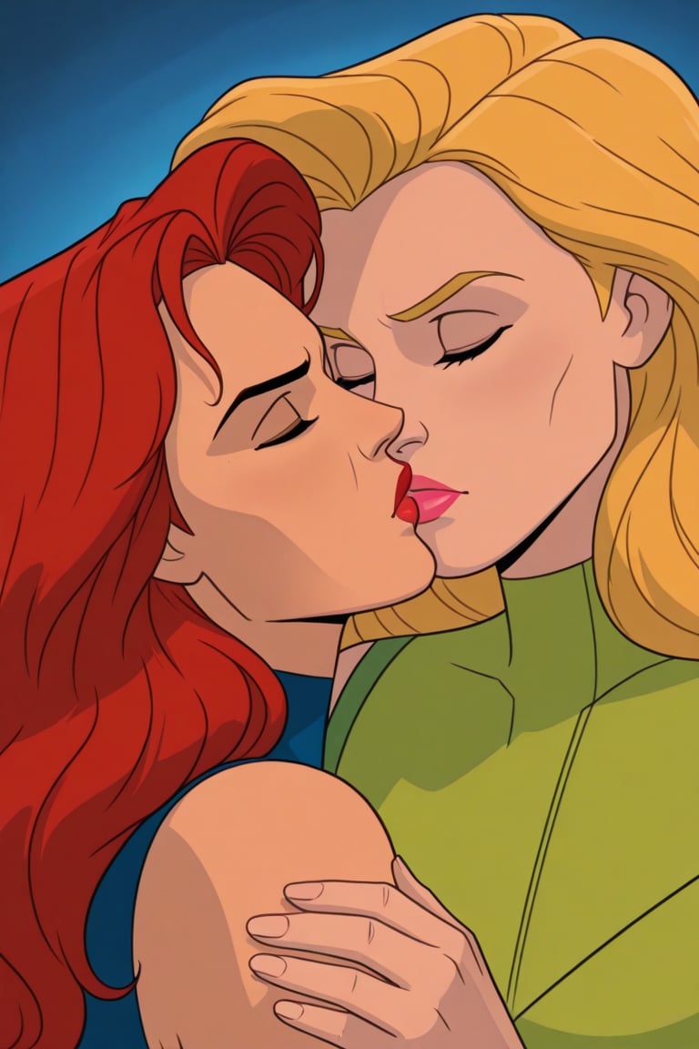 Jean Grey and Valerie Cooper lesbian kissing each other in X-Men '97 TV series,  red hair,  blonde hair by Anonnim on Tens...