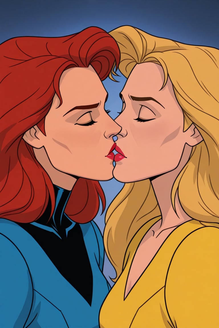 Jean Grey and Valerie Cooper lesbian kissing each other in X-Men '97 TV series,  red hair,  blonde hair by Anonnim on Tens...