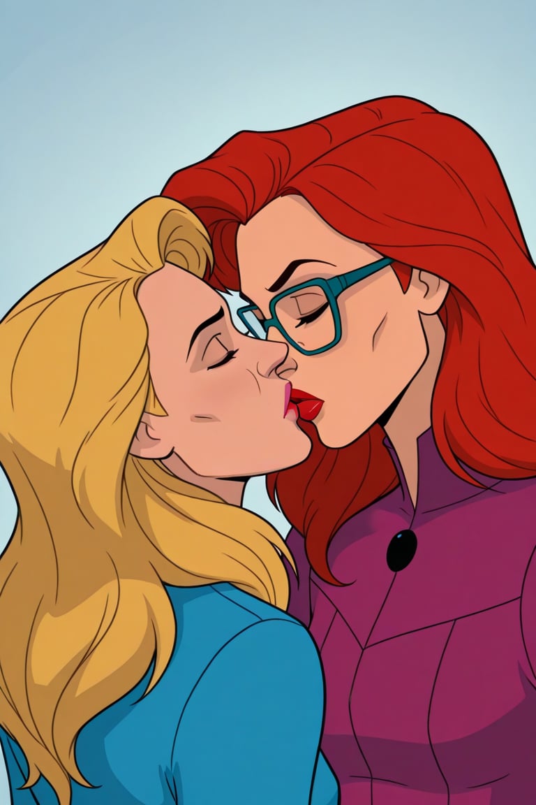 Jean Grey and Valerie Cooper lesbian kissing each other in X-Men '97 TV series,  red hair,  blonde hair by Anonnim on Tens...