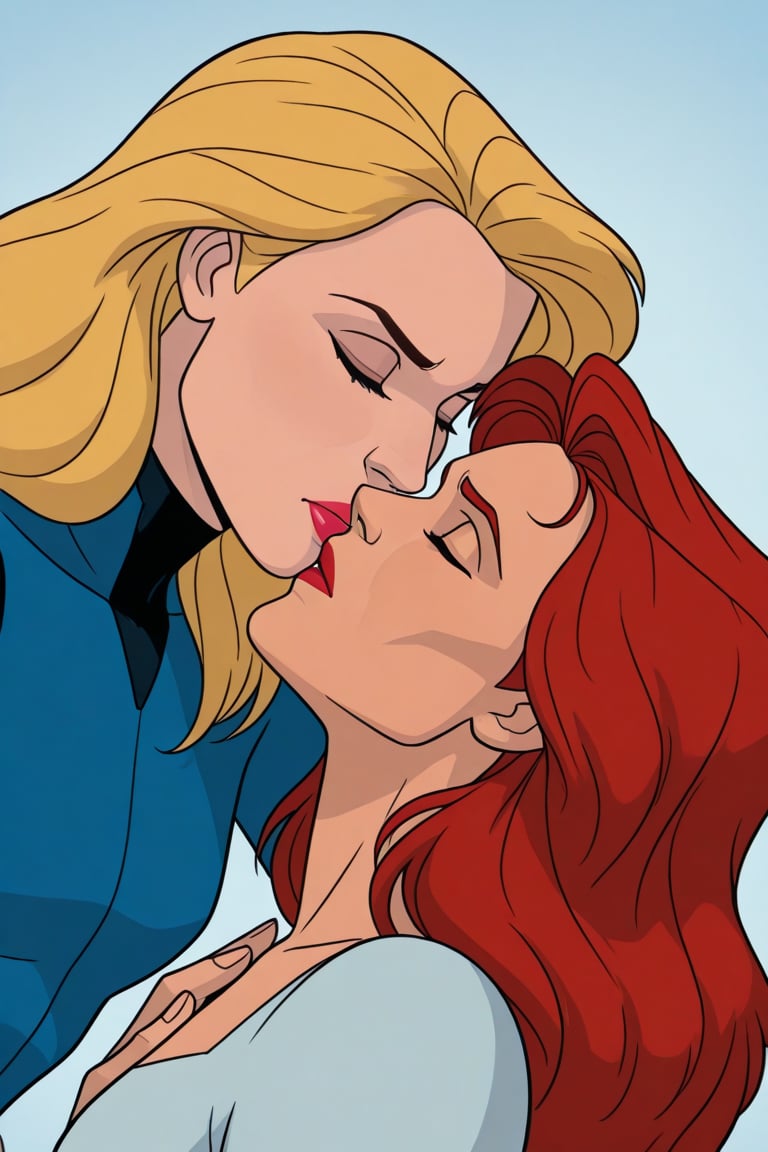 Jean Grey and Valerie Cooper lesbian kissing each other in X-Men '97 TV series,  red hair,  blonde hair by Anonnim on Tens...