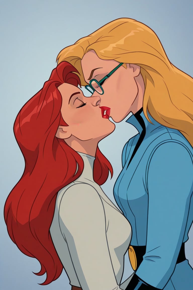 Jean Grey and Valerie Cooper lesbian kissing each other in X-Men '97 TV series,  red hair,  blonde hair by Anonnim on Tens...