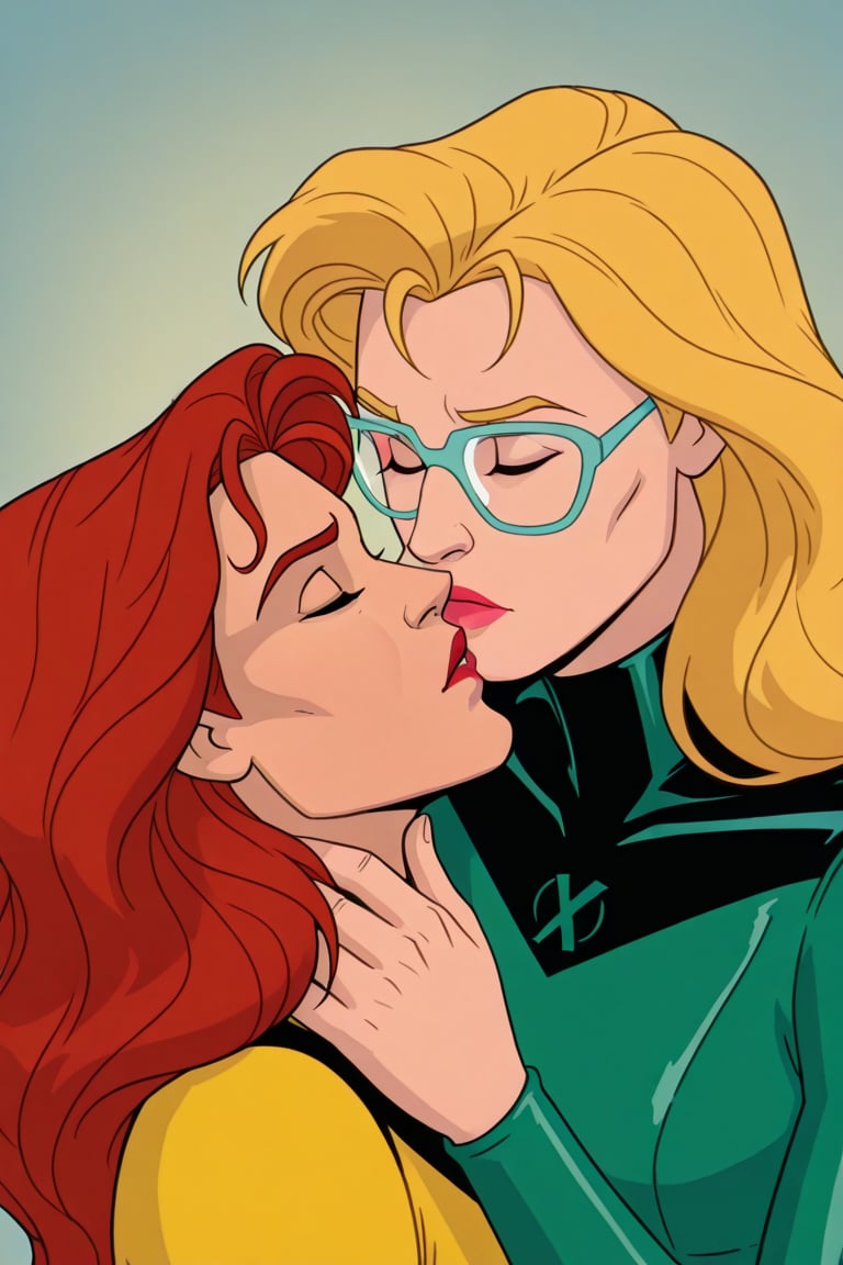 Jean Grey and Valerie Cooper lesbian kissing each other in X-Men '97 TV series,  red hair,  blonde hair by Anonnim on Tens...