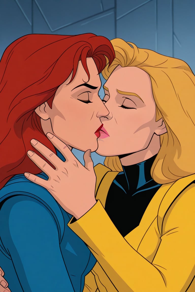 Jean Grey and Valerie Cooper lesbian kissing each other in X-Men '97 TV series,  red hair,  blonde hair by Anonnim on Tens...