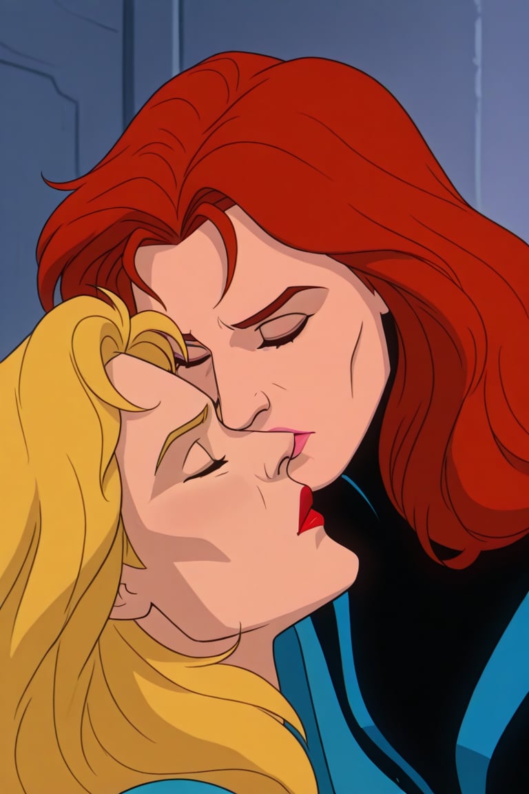 Jean Grey and Valerie Cooper lesbian kissing each other in X-Men '97 TV series,  red hair,  blonde hair by Anonnim on Tens...