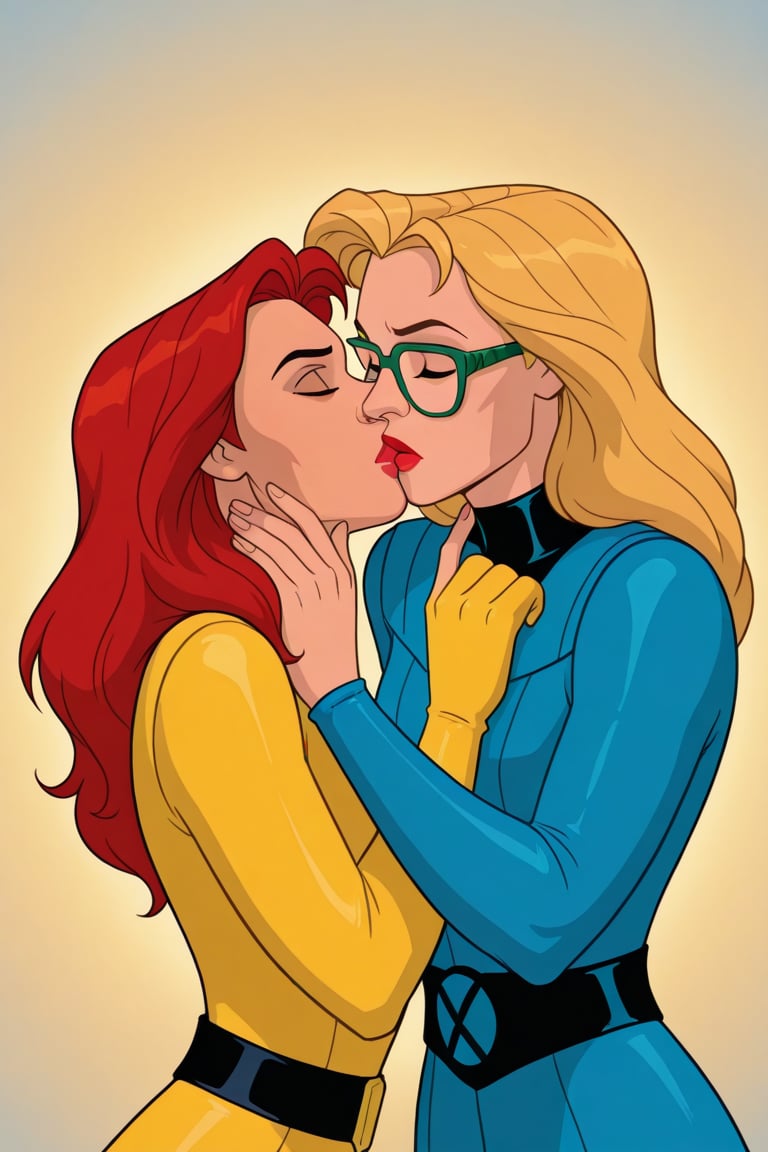Jean Grey and Valerie Cooper lesbian kissing each other in X-Men '97 TV series,  red hair,  blonde hair by Anonnim on Tens...