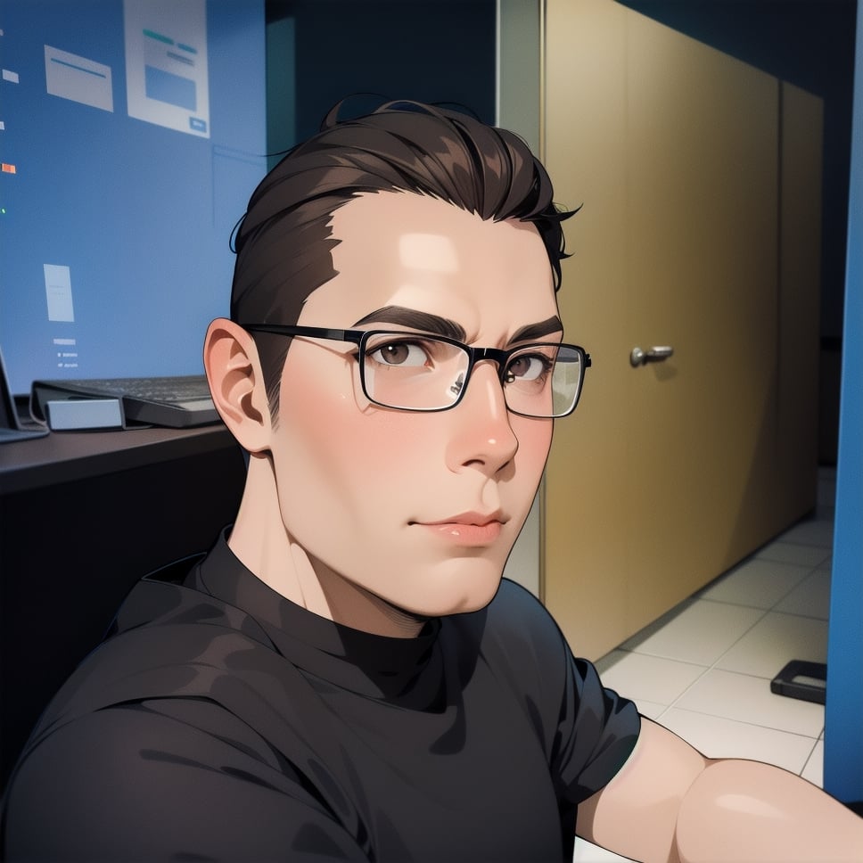 caricature of a young man sitting at a desk with a computer, with brown eyes, NFT Portrait, Avatar Image, Portrait of Jerma985, Twitch Streamer / Gamer Ludwig, Varguyart Style, Jerma 9 8 5, jerma985, 3 D render of Jerma 9 8 5, 2D Portrait, msxotto, High Quality Portrait, Brown Eyes