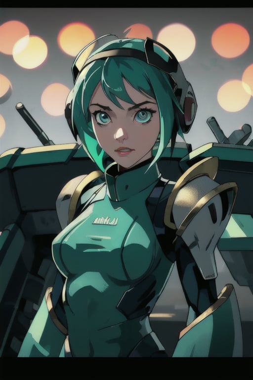 cgmech, beautiful eyes, upper body, underboob,  portrait, robot, armor, Hatsune Miku, neon light, 8K, RAW, best quality, masterpiece, ultra high res, colorful, (medium wide shot), (dynamic perspective), sharp focus , (depth of field, bokeh:1.3), extremely detailed eyes and face, beautiful detailed eyes,large breasts,(black gold, trimmed gear:1.2),(In a futuristic weapons factory:1.2), ((masterpiece, best quality)),  Detailed background, spaceship interior  