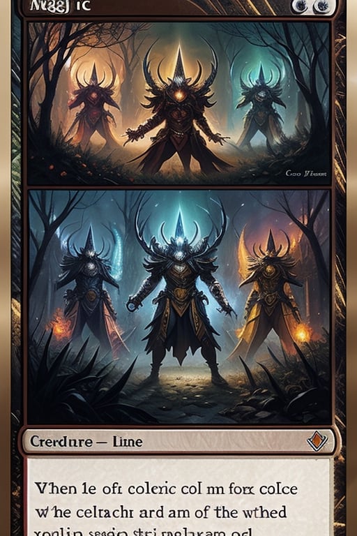 /imagine prompt: color photo of a collection of Magic: The Gathering cards crafted by artificial intelligence, featuring stunning and captivating artwork. —c 10 —ar 2:3