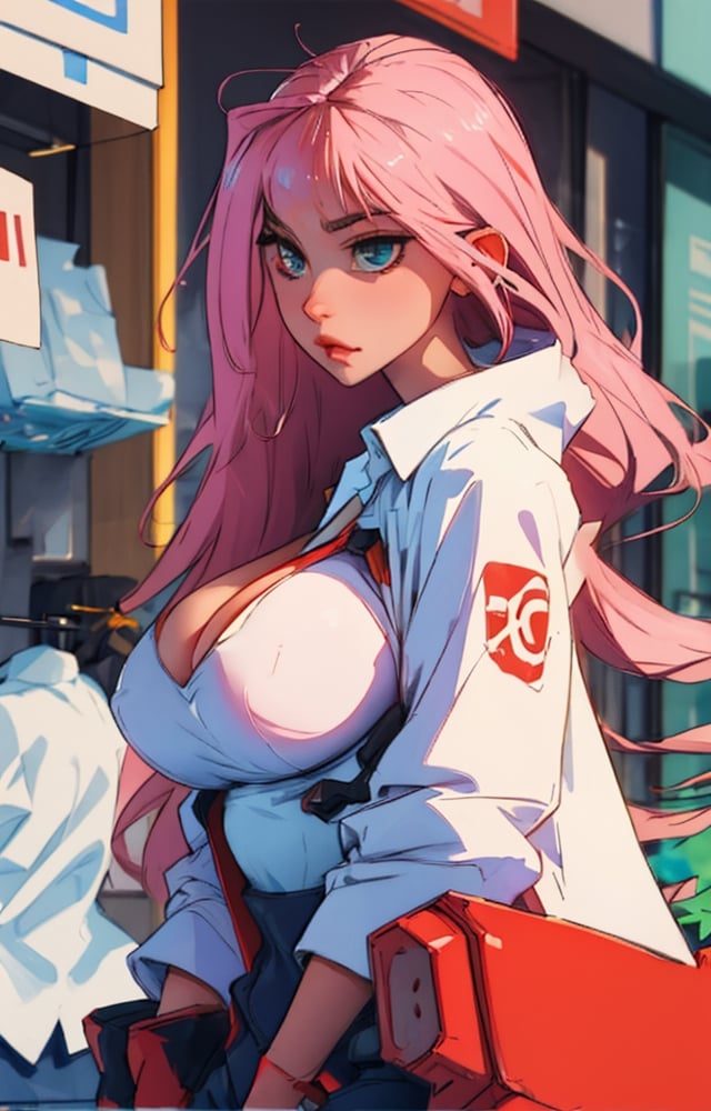 zero two, big_boobs,dress_shirt 