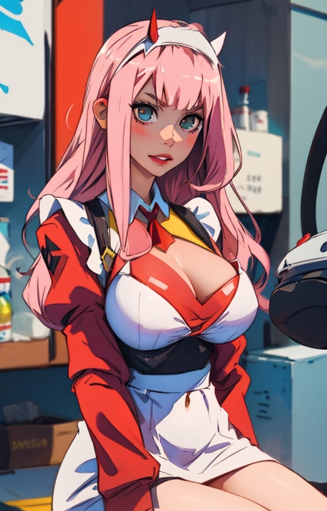 zero two, big_boobs,maid_costume,sexfriend