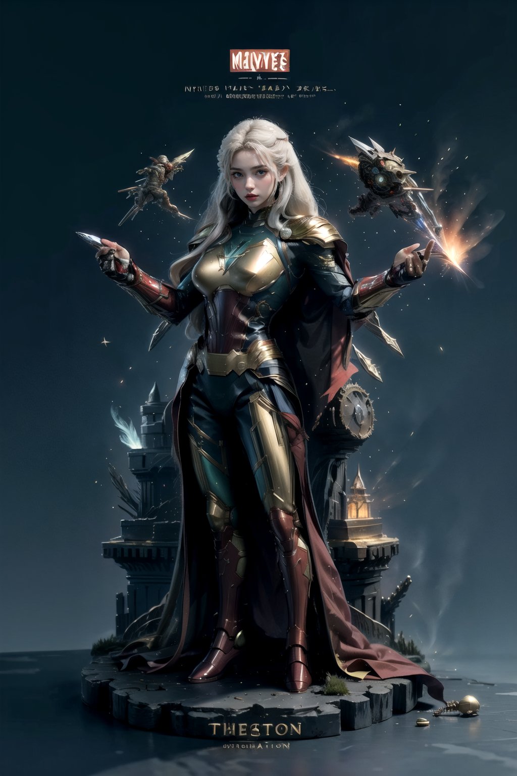 character design panel strip of a fully articulated miniature figurine,  karina,  as a superhero by mixinchunnn on Tensor.Art
