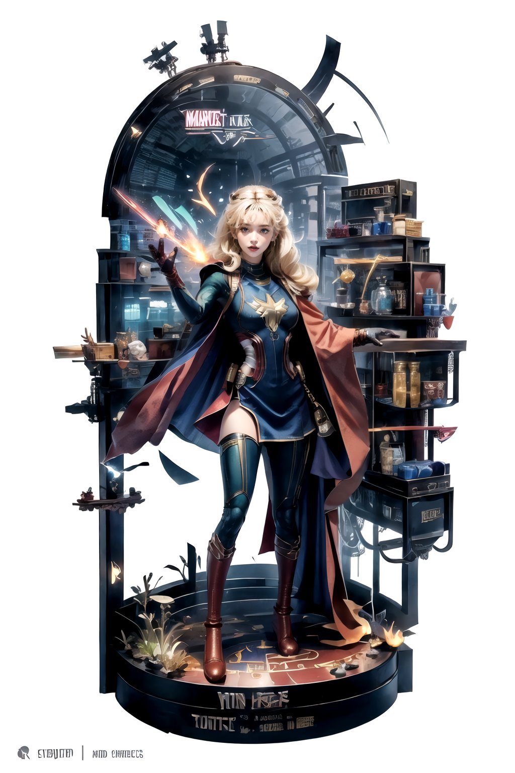 character design panel strip of a fully articulated miniature figurine,  karina,  as a superhero by mixinchunnn on Tensor.Art