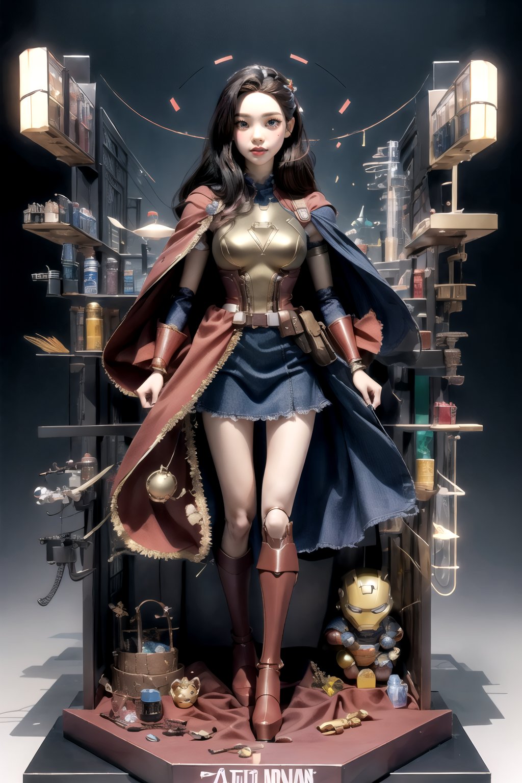 character design panel strip of a fully articulated miniature figurine,  karina,  as a superhero by mixinchunnn on Tensor.Art