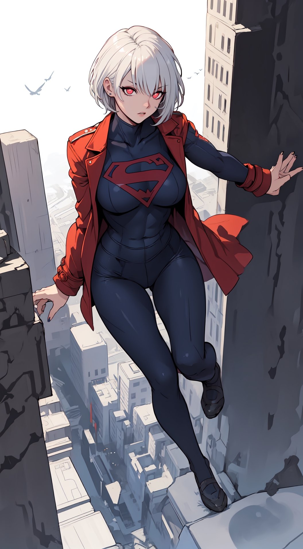 Supergirl with white hair,  bob_cut,  bangs by KaioKenBlu_02 on Tensor.Art