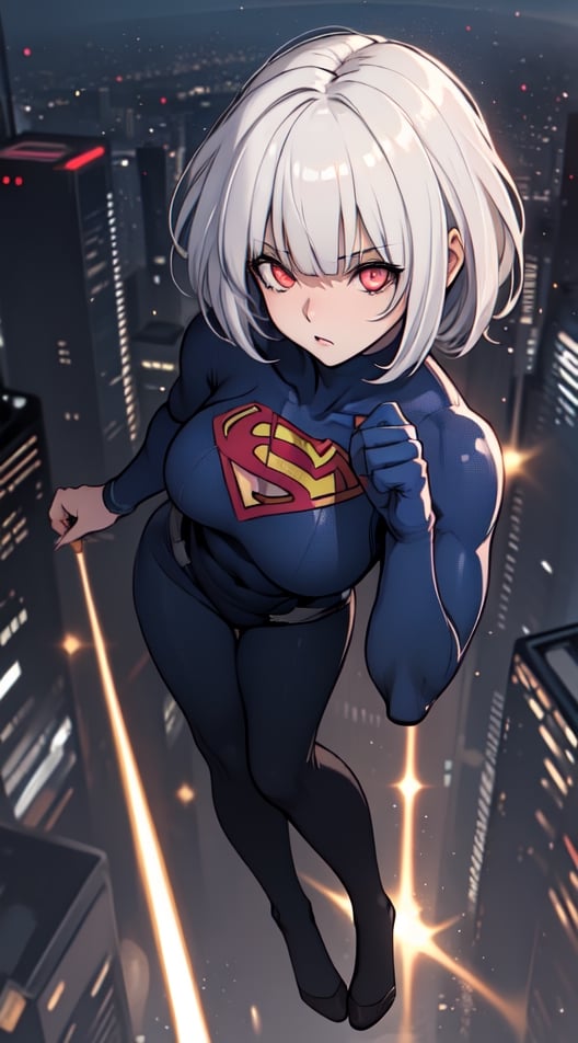 Supergirl with white hair,  bob_cut,  bangs by KaioKenBlu_02 on Tensor.Art