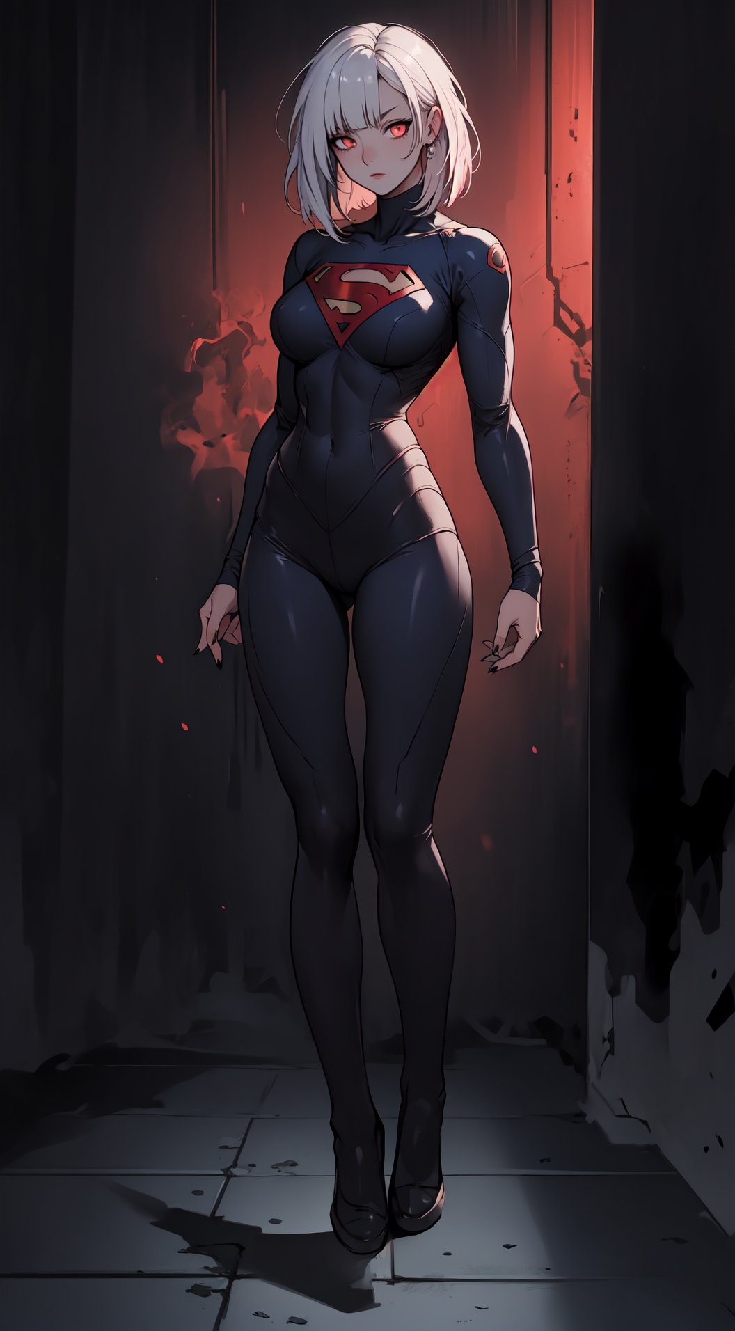 A gorgeous supergirl with white hair,  long bob_cut,  bangs by KaioKenBlu_02 on Tensor.Art