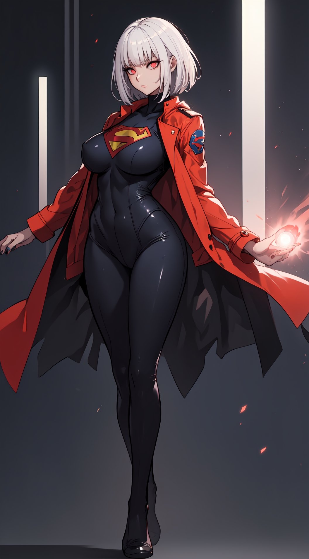 Supergirl with white hair,  bob_cut,  bangs by KaioKenBlu_02 on Tensor.Art