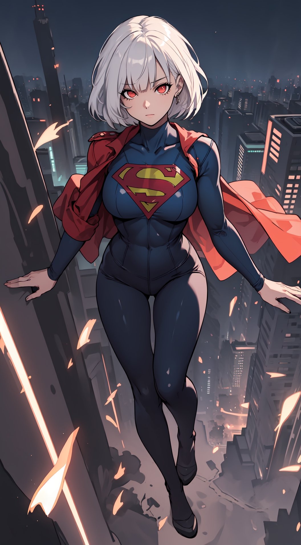 Supergirl with white hair,  bob_cut,  bangs by KaioKenBlu_02 on Tensor.Art
