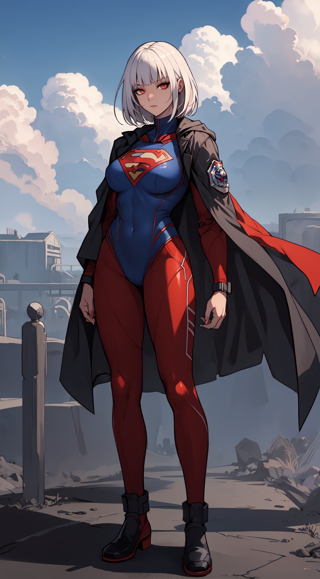 Supergirl with white hair,  bob_cut,  bangs by KaioKenBlu_02 on Tensor.Art