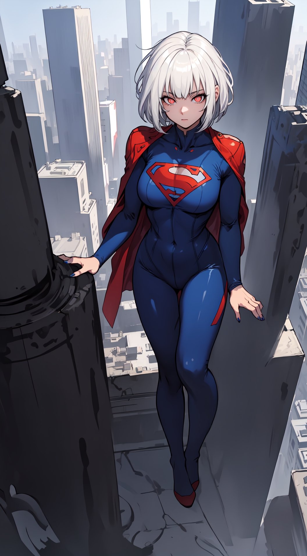 Supergirl with white hair,  bob_cut,  bangs by KaioKenBlu_02 on Tensor.Art