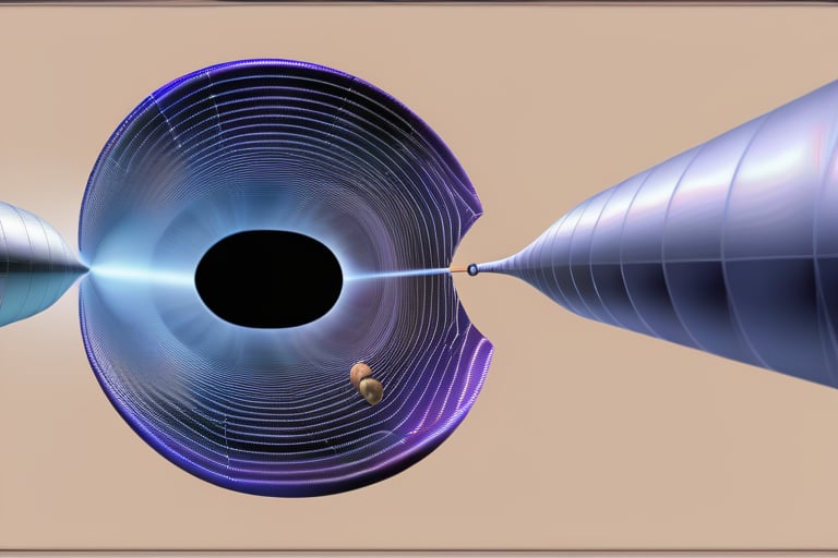 A wormhole, connecting two different points in space-time.