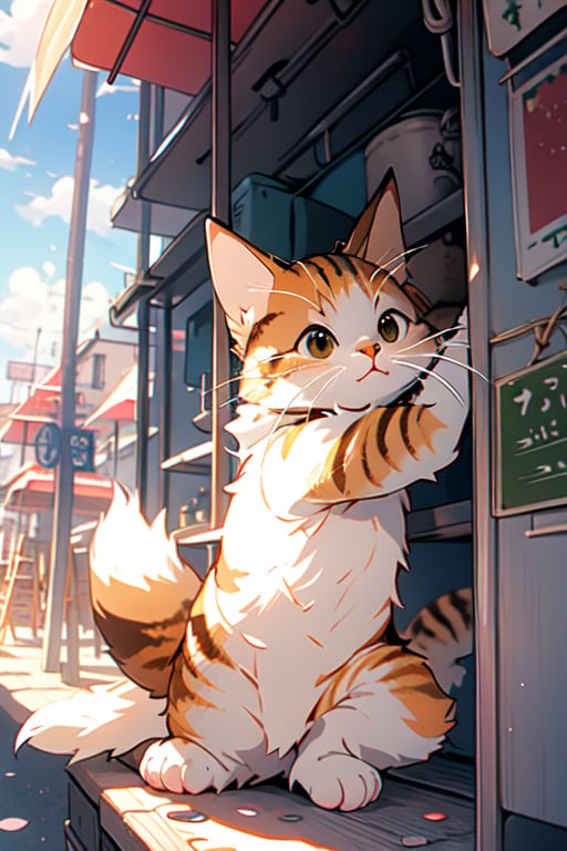 fantasy, studio ghibli, fox,cat,Food Truck