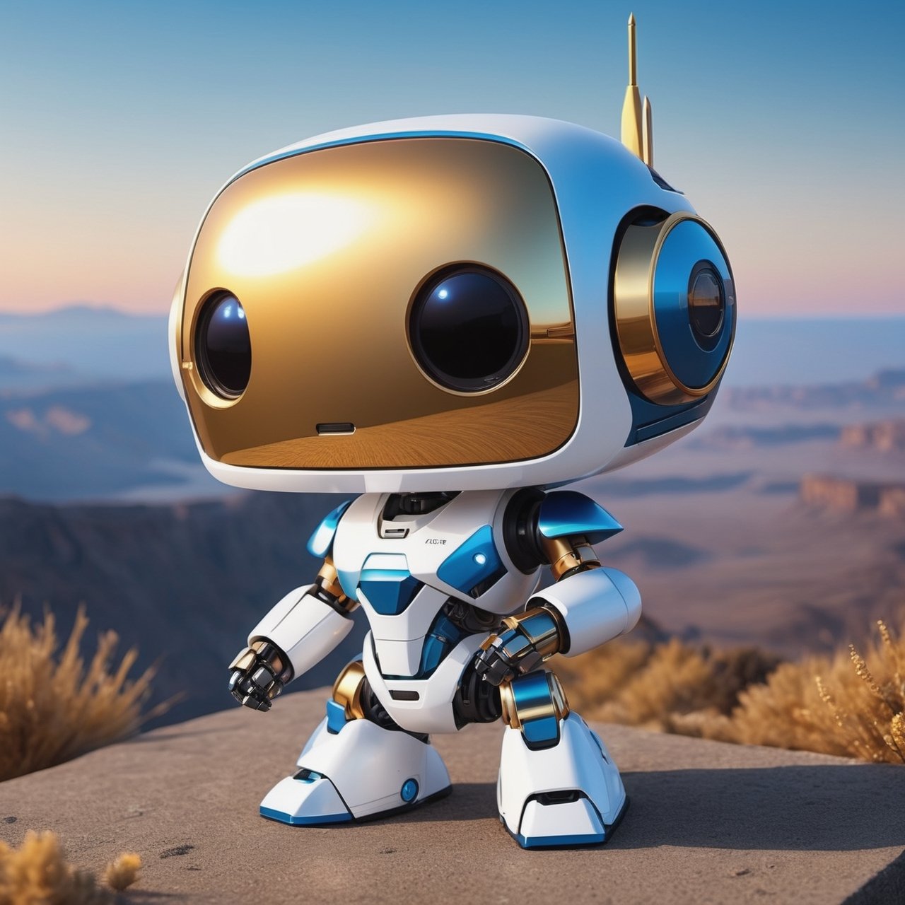 (masterpiece:1.2, highest quality), (realistic, photo_realistic:1.9)
1chibi_robot, Cute chibi robot, Designer look holding a paintbrush in one hand, white with blue, (detailed background), (gradients), colorful, detailed landscape, visual key, shiny skin. Modern place, Action camera. Portrait film. Standard lens. Golden hour lighting.
sharp focus, 8k, UHD, high quality, frowning, intricate detailed, highly detailed, hyper-realistic,interior