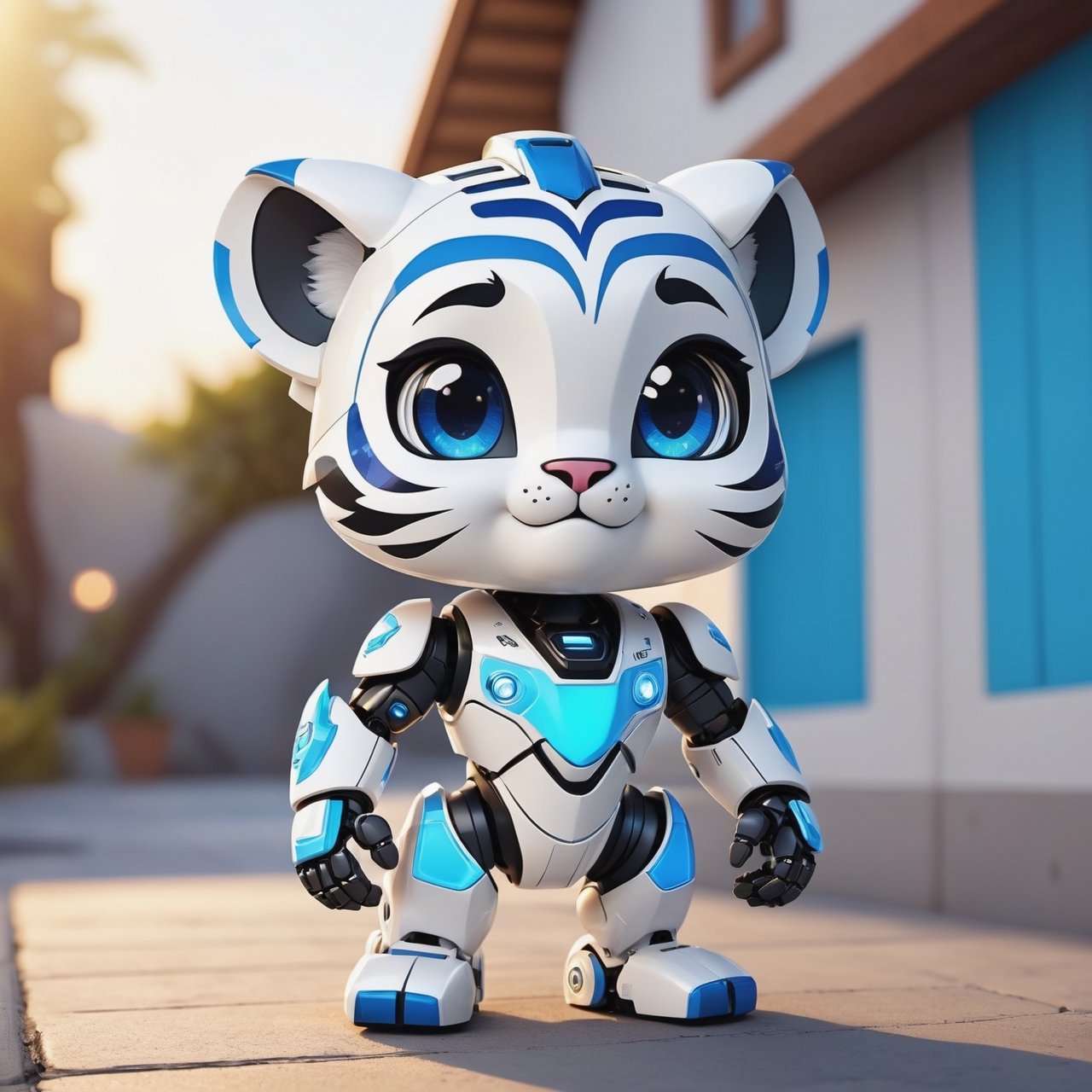 (masterpiece:1.2, highest quality), (realistic, photo_realistic:1.9)
1chibi_robot, Cute chibi white tiger, happy face,  (Designer look holding a paintbrush in one hand), (the text "TA"), white with blue, (detailed background), (gradients), colorful, detailed landscape, visual key, shiny skin. Modern place, Action camera. Portrait film. Standard lens. Golden hour lighting.
sharp focus, 8k, UHD, high quality, frowning, intricate detailed, highly detailed, hyper-realistic,interior,robot white with blue,chibi emote style,Monster, wall-e