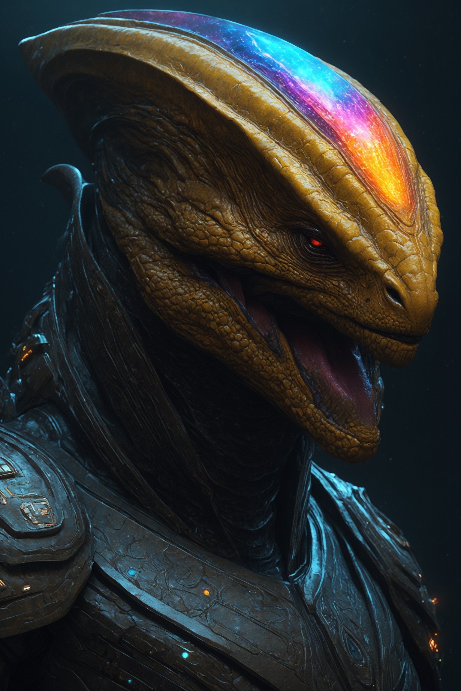 extremely psychedelic beautiful brutalist krogan organism infected by night(MassEffect). intricate,  elegant,  highly deta...