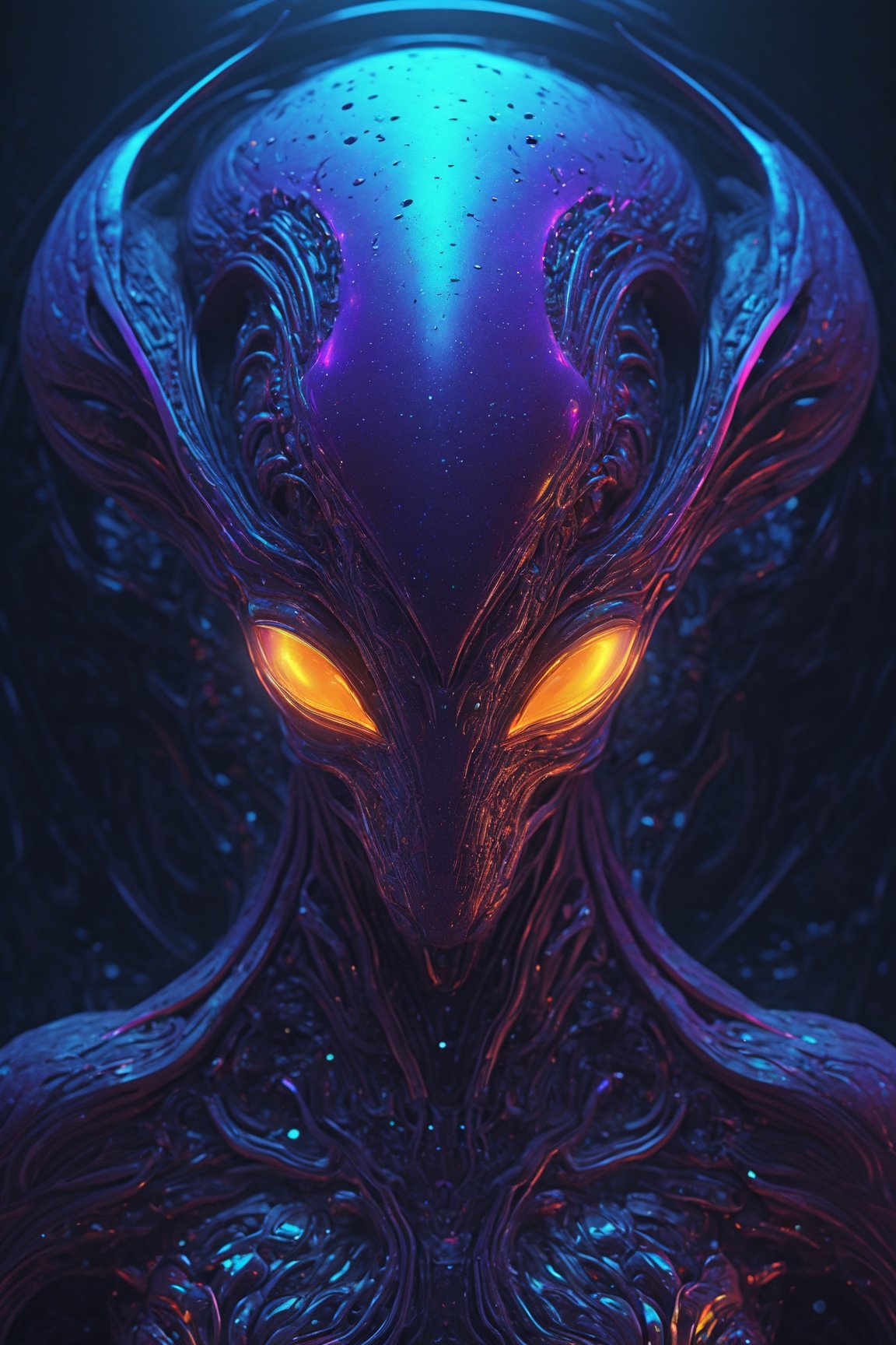 extremely psychedelic beautiful brutalist aliens organism infected by night. intricate,  elegant,  highly detailed by Dofr...